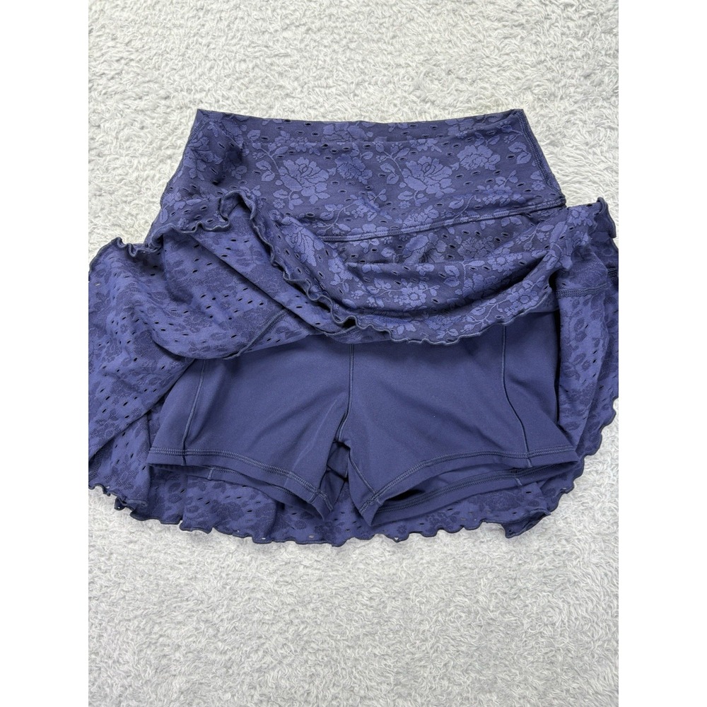 Aerie Womens‎ Real Me Lace Flowy Skort Skirt Crop Top Royal Blue Medium Coquette - Picture 14 of 15